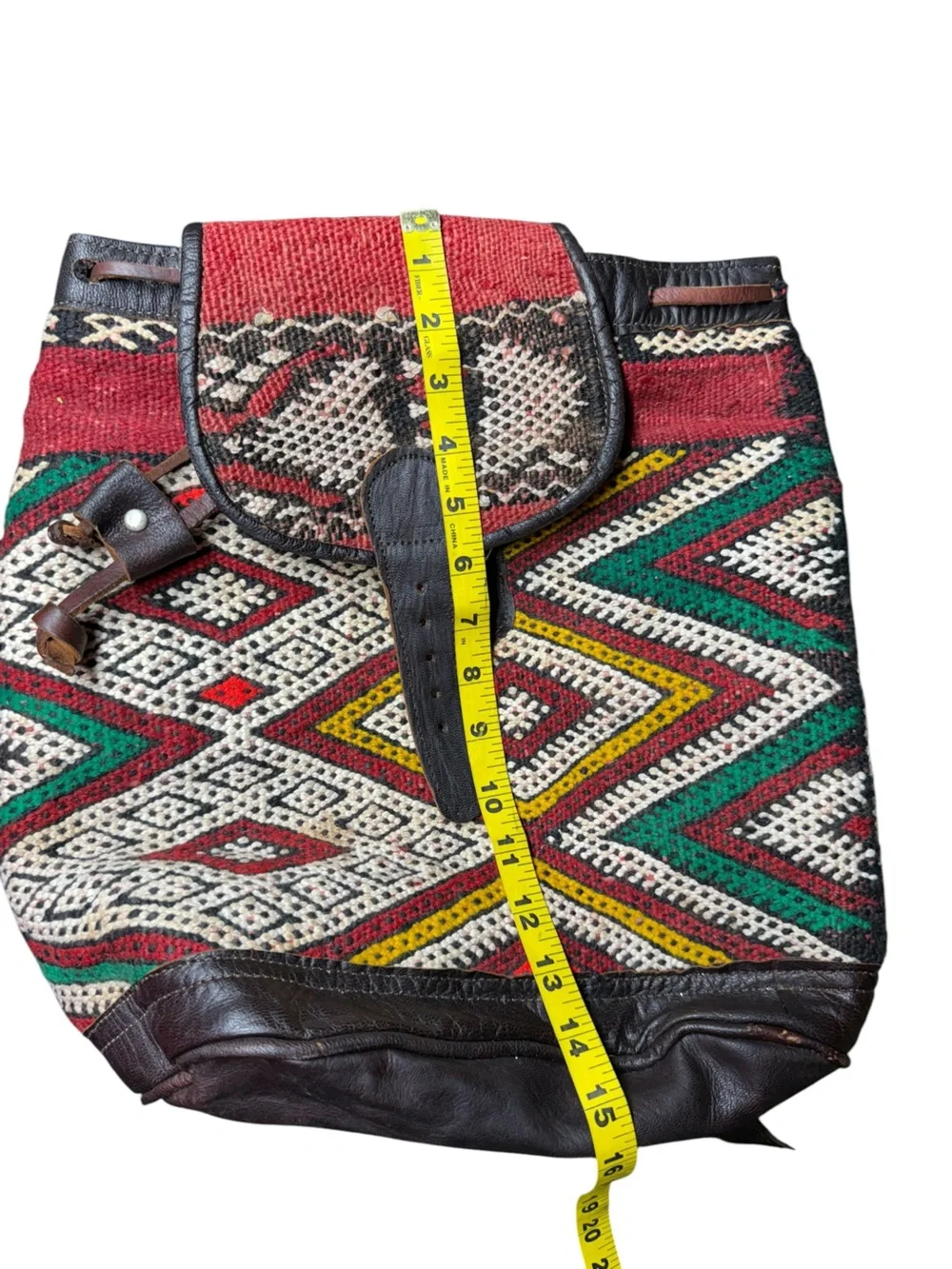 Bohemian Vintage, Leather and Embroidery, Backpack